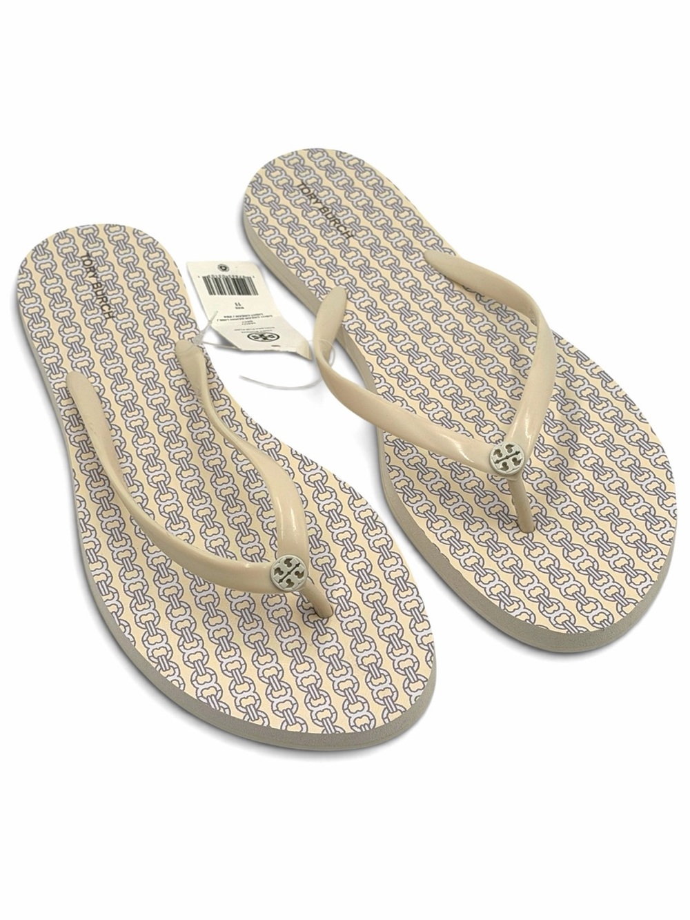 NWT Tory Burch Chelsea Flip Flop Light Cream Gemini Link Sandals Size 11